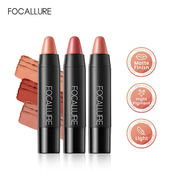 FOCALLURE 27 Colors Waterproof Matte Lipstick Shimmer Metal Moisturizing Long-lasting Lipbalm Lips Makeup Cosmetics for Women