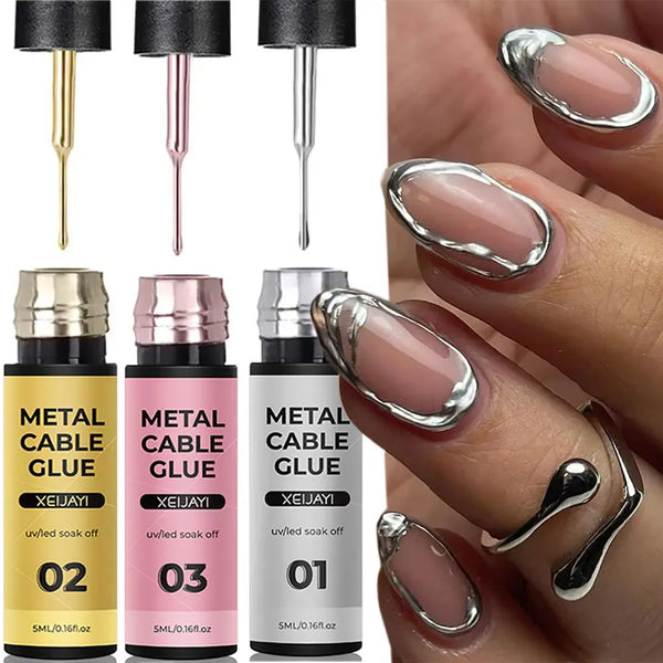 5/7/8ml Super-Bright Metallic Painting Liner Gel Polish Silver/Gold/Rose Mirror Gel Nail Polish Semi Permanent UV Nail Art Verni