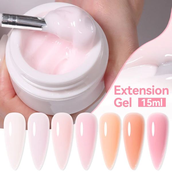 UR SUGAR 15ml Extension Gel Hard Jelly Nail Gel Clear Nude Pink French Finger Prolong Self Leveling Soak Off UV Construction Gel
