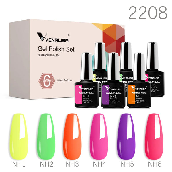 Venalisa Branded Kit Gel Nail Polish 6/12pcs/lot x7.5ml Semi Permanent Neon Color New Learner Soak Off UV LED Nails Varnish Set